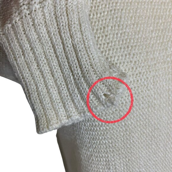 Brochu Walker Linen Sweater S Cream 3/4 Sleeve Scoop Neck Lightweight Coastal - Picture 7 of 13